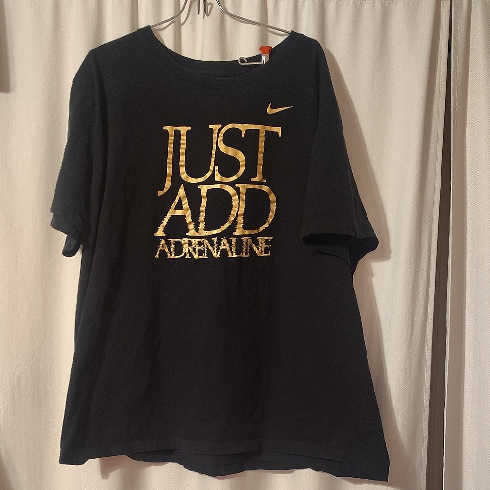 Nike Black Tee with Gold Text